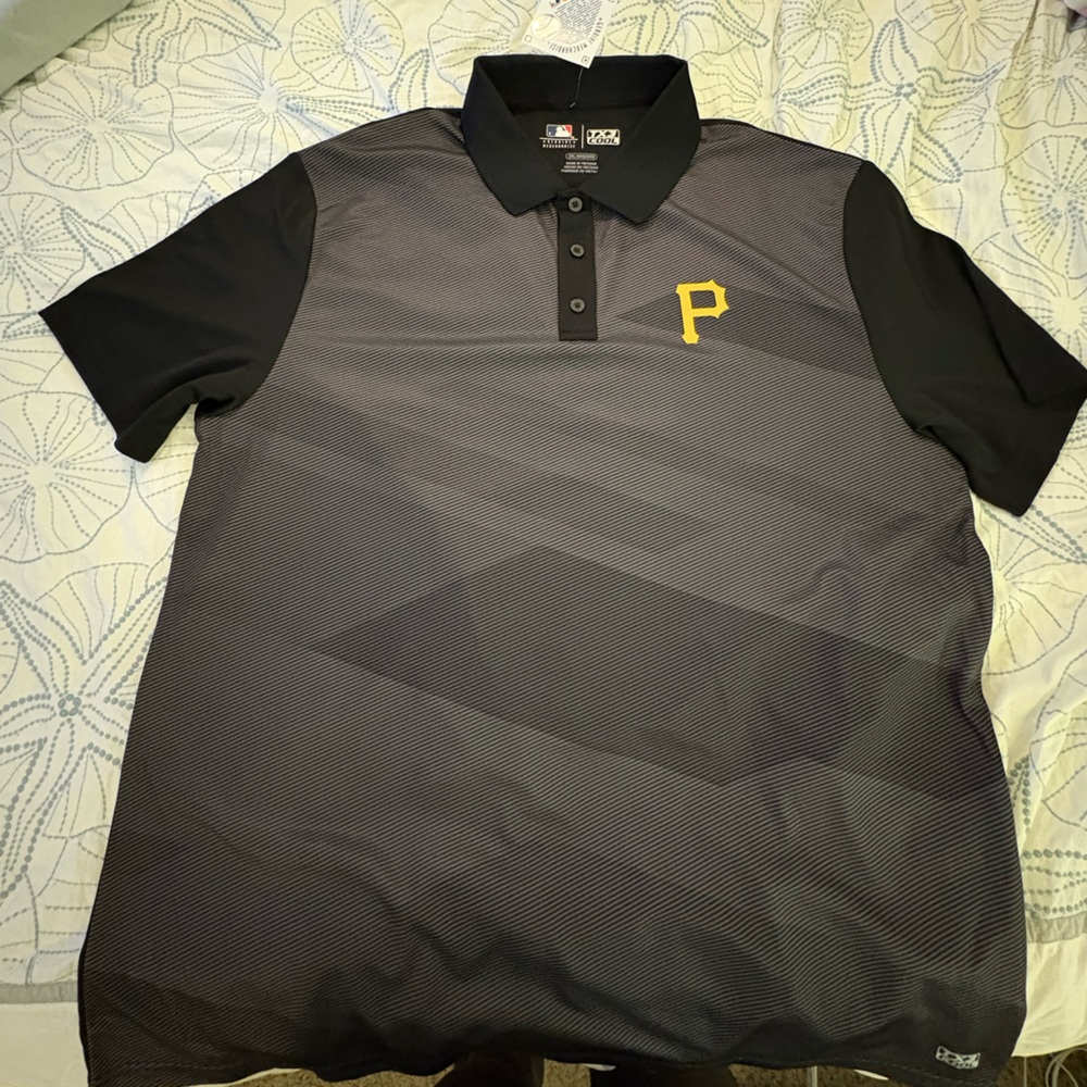 Pittsburgh Pirates Black and Gray Tech Polo Shirt